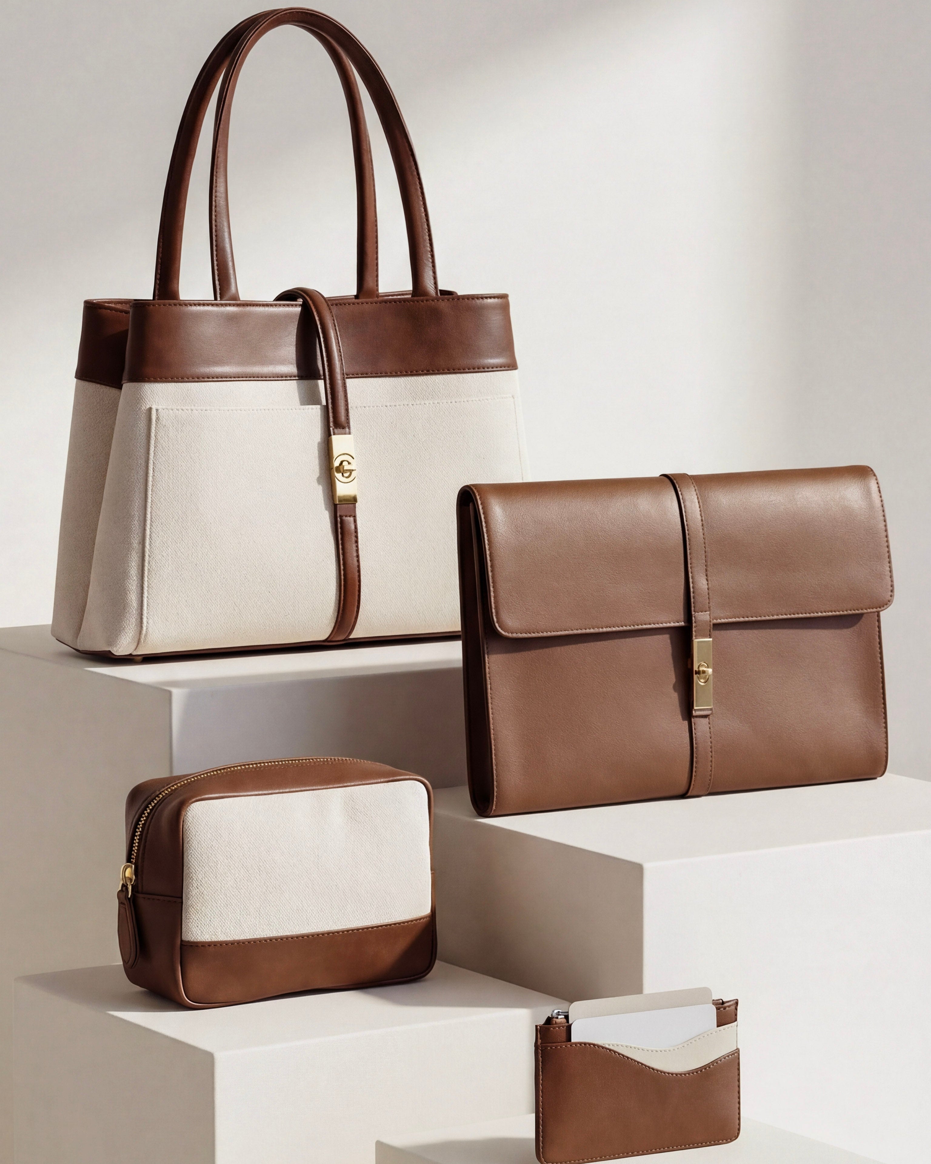 Mindy Tote Brown - Medium + 3 Free Gifts