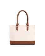 RACHEL TOTE BAG | BROWN AND OFF WHITE | MEDIUM