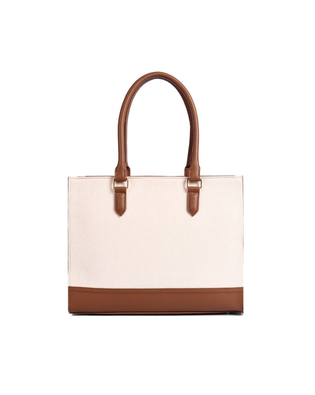 RACHEL TOTE BAG | BROWN AND OFF WHITE | MEDIUM