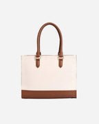 RACHEL TOTE BAG | BROWN AND OFF WHITE | MEDIUM