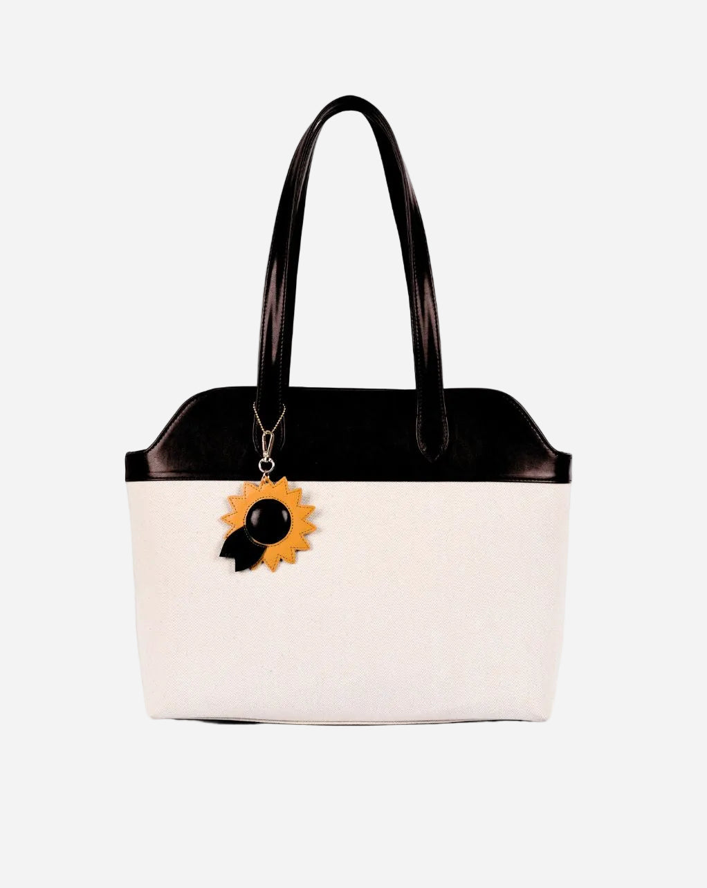 THE DAISY TOTE BAG | BEIGE & BLACK | MEDIUM