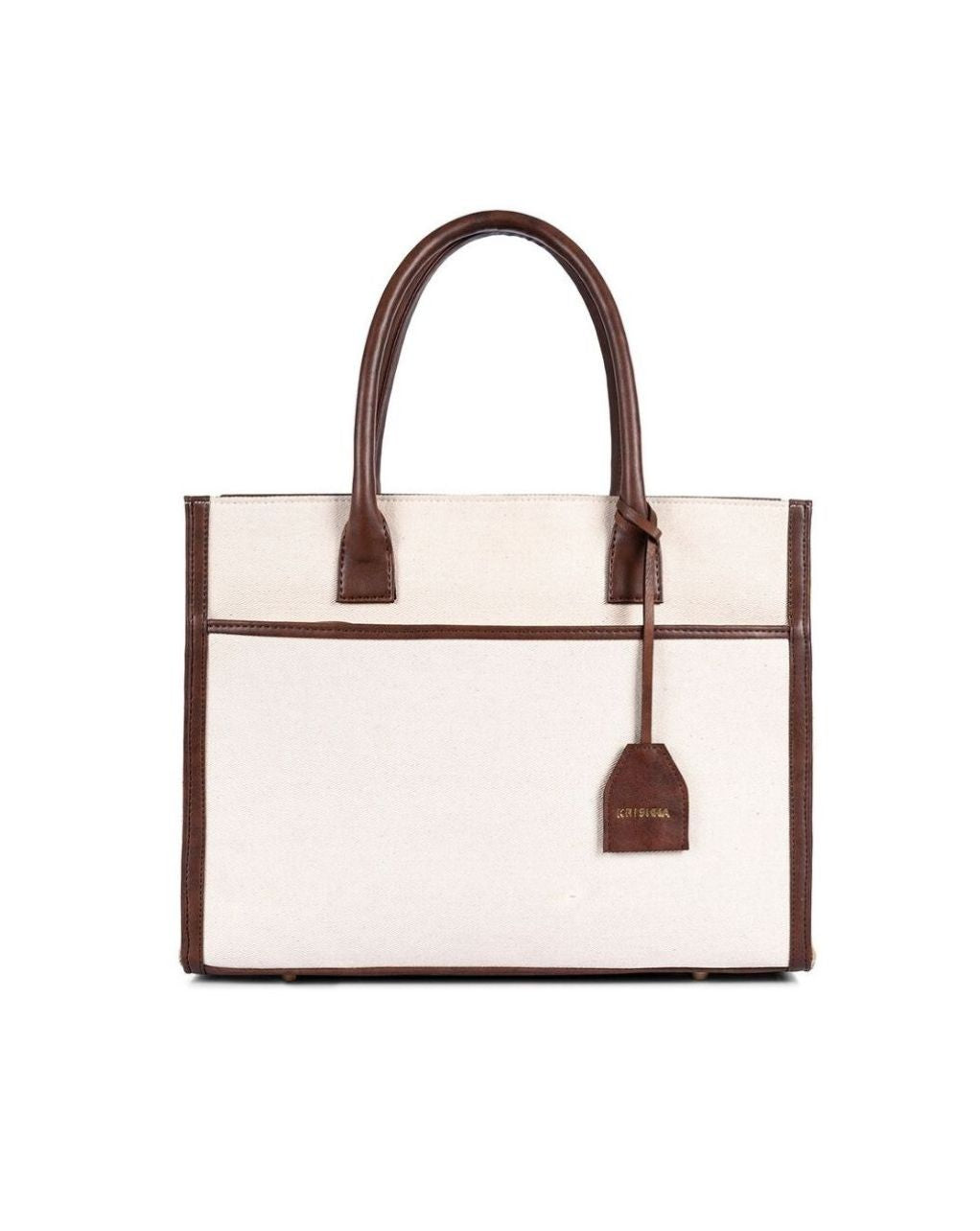CANDICE CANVAS TOTE | BEIGE & BROWN | LARGE