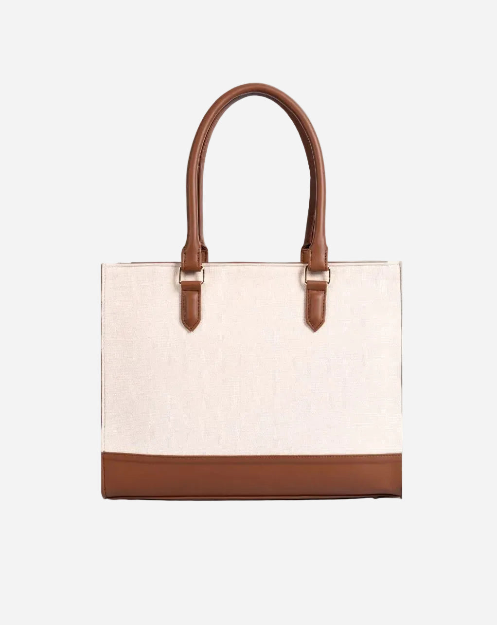 RACHEL TOTE BAG | BROWN & OFF WHITE  | LARGE