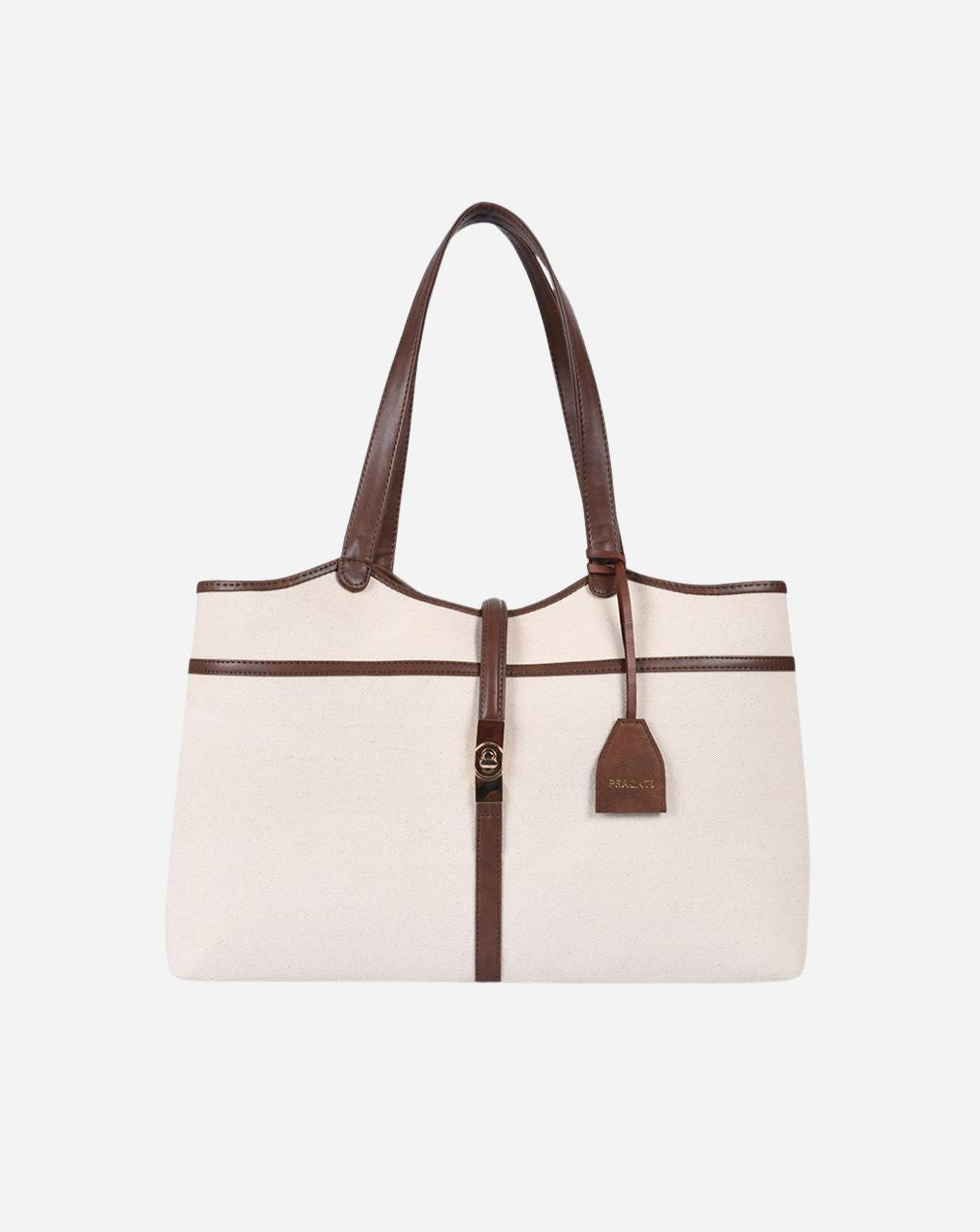 EMILY TOTE BAG | BEIGE & BROWN | LARGE