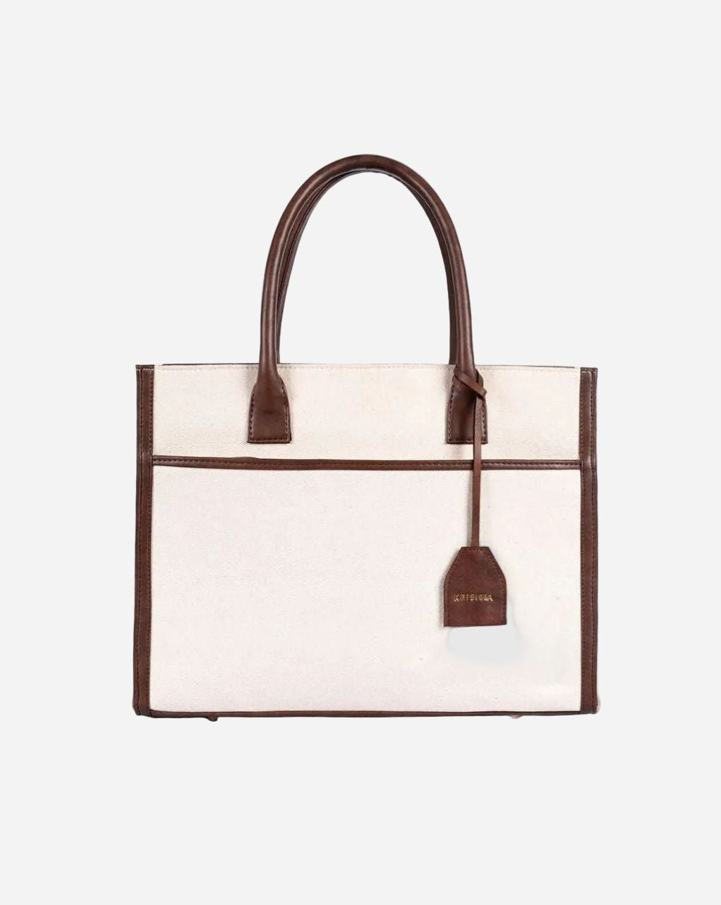 CANDICE CANVAS TOTE | BEIGE & BROWN | LARGE