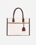 CANDICE CANVAS TOTE | BEIGE & BROWN | LARGE