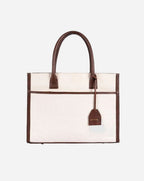 CANDICE CANVAS TOTE | BEIGE & BROWN | LARGE