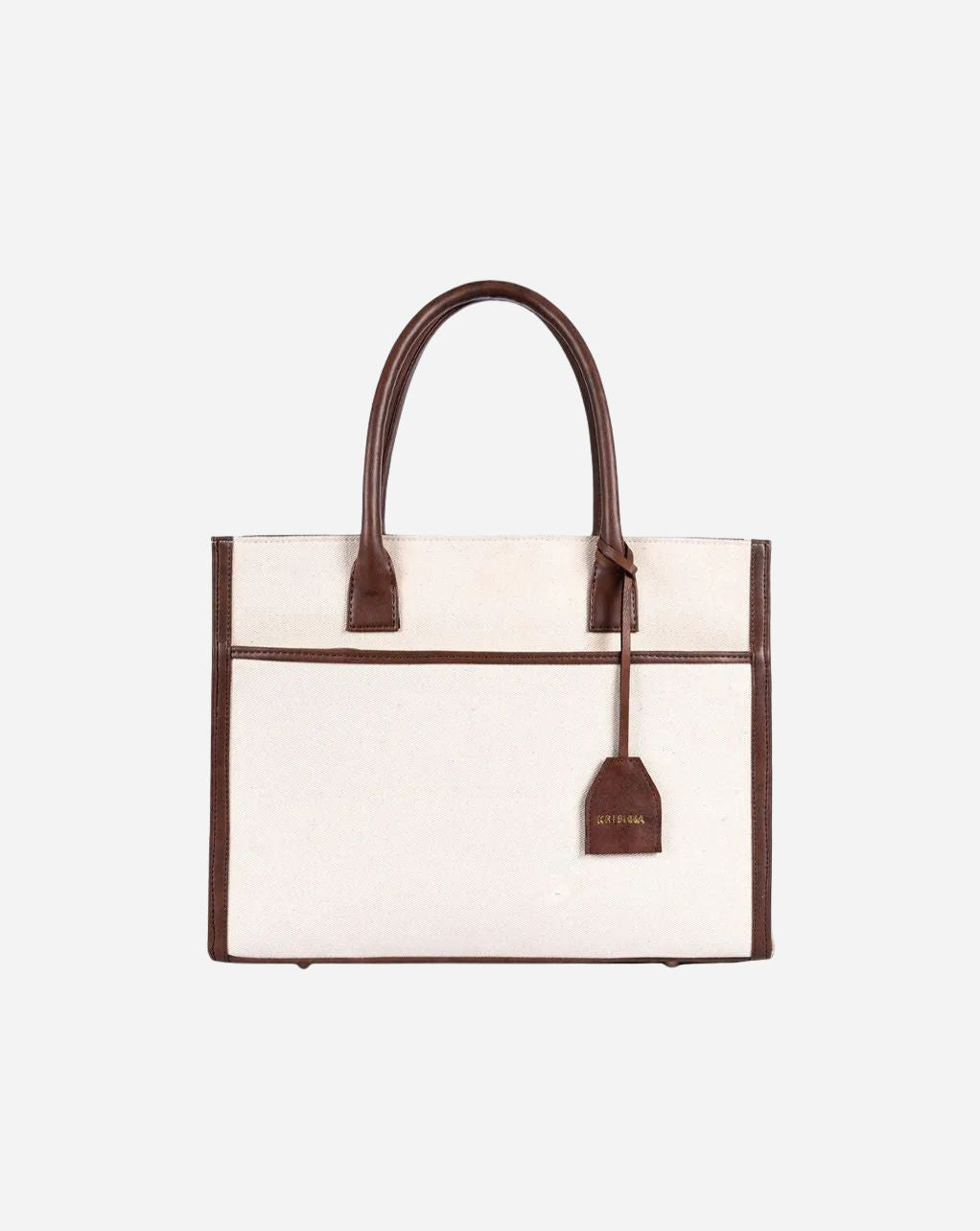 CANDICE CANVAS TOTE | BEIGE & BROWN | MEDIUM