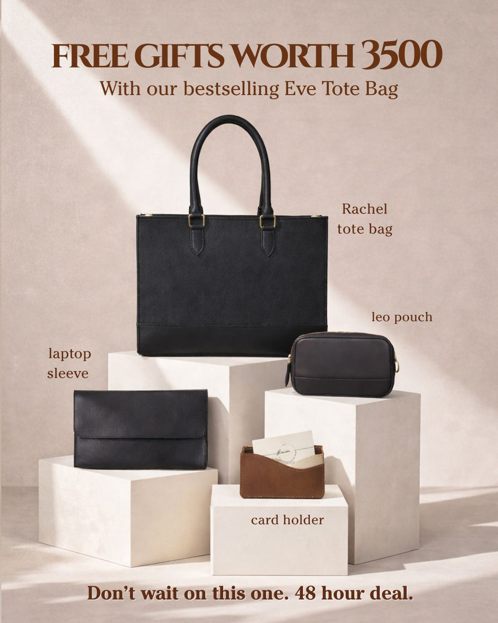 RACHEL TOTE - MEDIUM | ALL BLACK + 3 FREE GIFTS