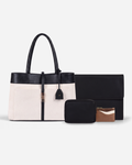 Mindy Tote Bag | Black & Beige | Large + 3 Free Gifts