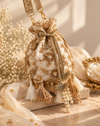 White Golden  Potli