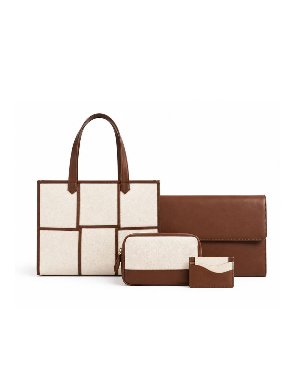 Ace Tote Brown and White - Medium + 3 Free Gifts
