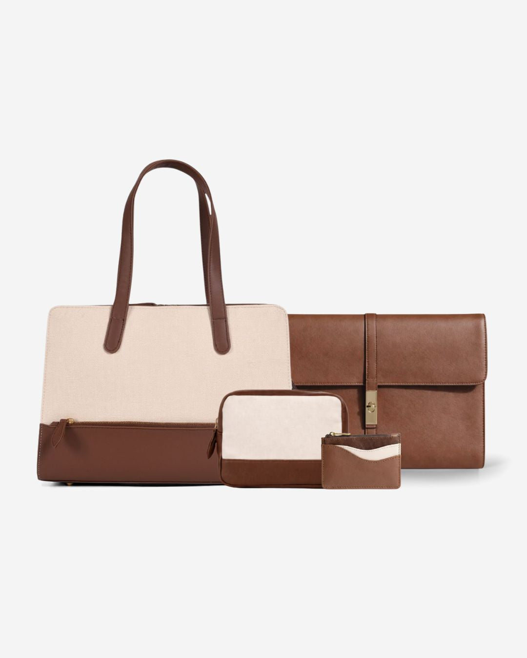 Duffle Tote Bag | Brown & Beige | Medium + 3 Free Gifts