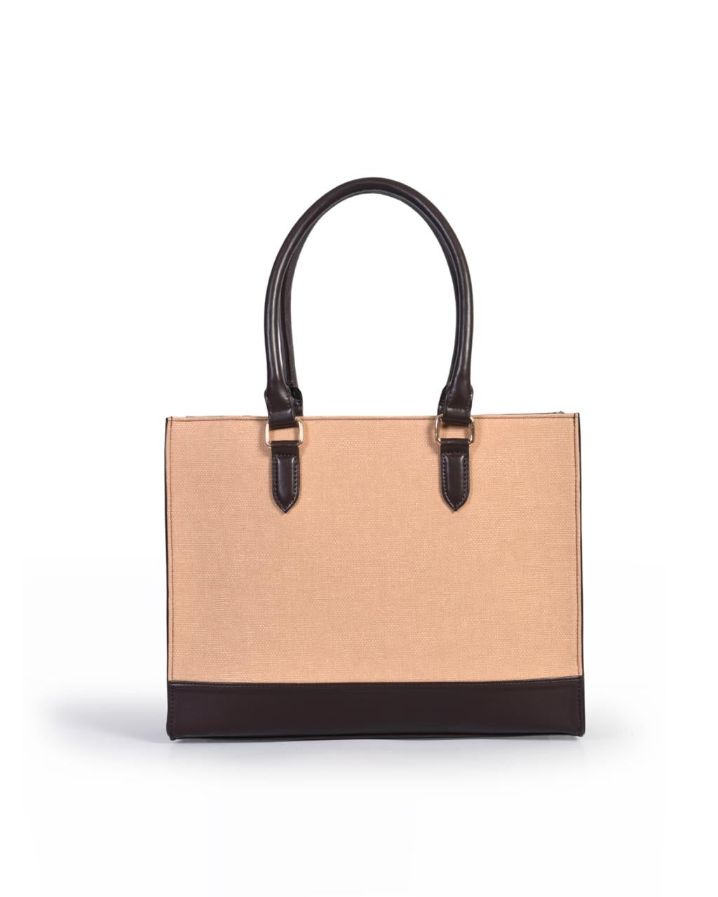 Rachel Tote Bag | Khaki and Chocolate Brown | Medium