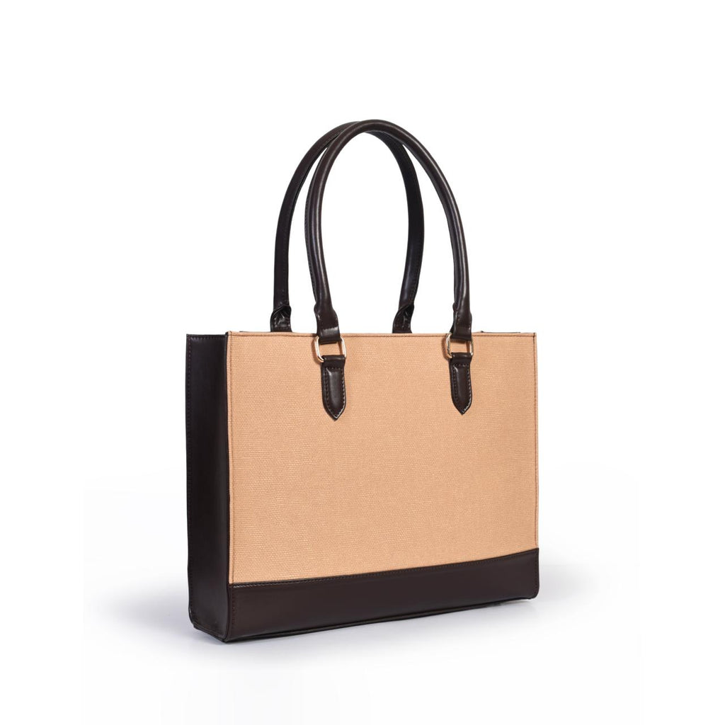 Rachel Tote Bag | Khaki and Chocolate Brown | Medium