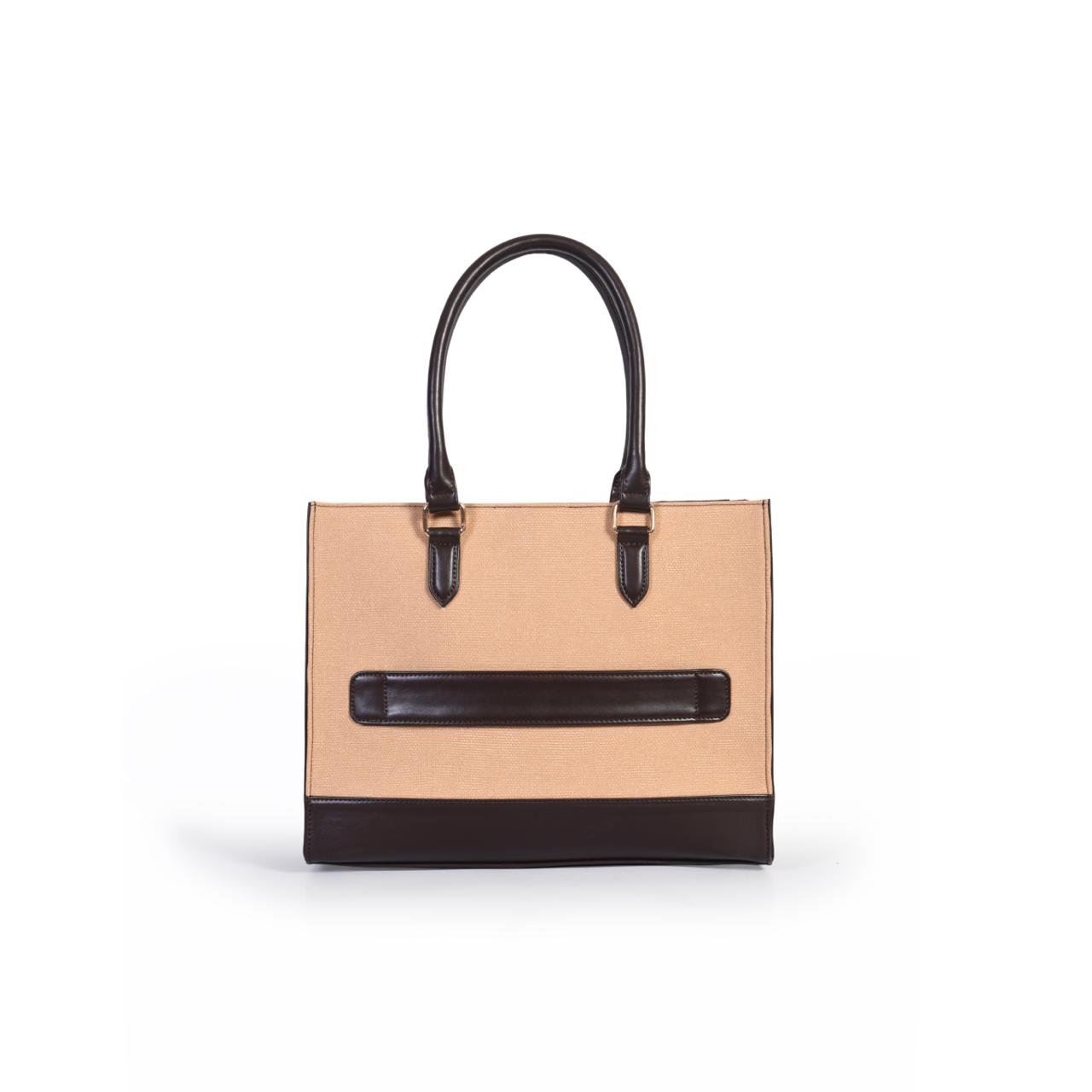 Rachel Tote Bag | Khaki and Chocolate Brown | Medium
