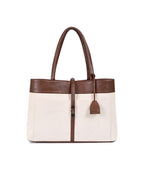 Mindy large brown tote front view with tag