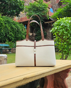 EMILY TOTE BAG | BEIGE & BROWN | MEDIUM